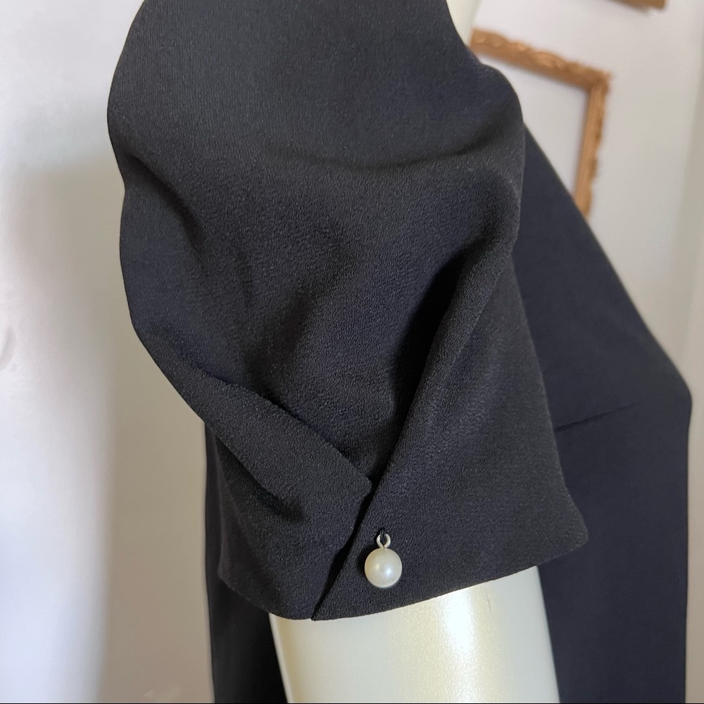 Zara Black Dress Pear Sleeve Detail Mini Dress Size Small LBD Little Black Dress - Picture 6 of 9